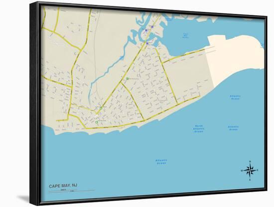 Political Map of Cape May, NJ-null-Framed Art Print