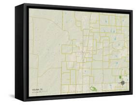 Political Map of Celina, TX-null-Framed Stretched Canvas