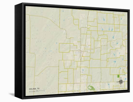 Political Map of Celina, TX-null-Framed Stretched Canvas