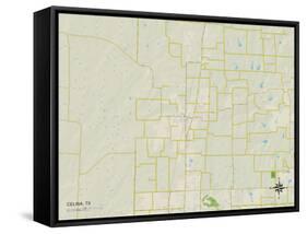 Political Map of Celina, TX-null-Framed Stretched Canvas