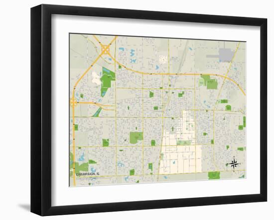 Political Map of Champaign, IL-null-Framed Art Print