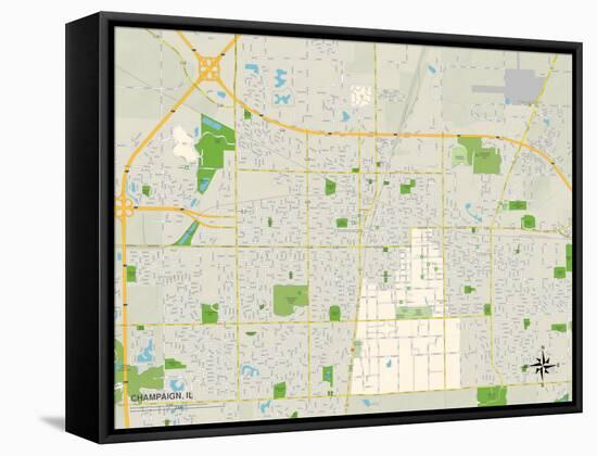 Political Map of Champaign, IL-null-Framed Stretched Canvas