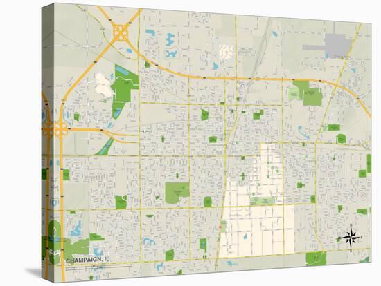 Political Map of Champaign, IL-null-Stretched Canvas