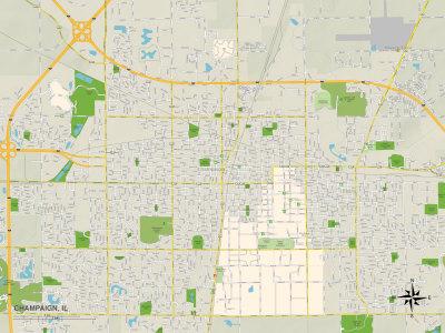 'Political Map of Champaign, IL' Print | AllPosters.com