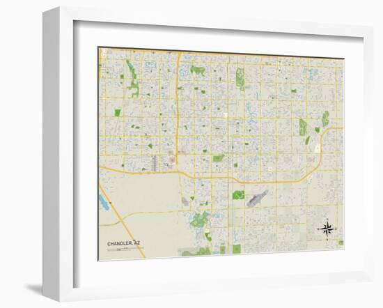 Political Map of Chandler, AZ-null-Framed Art Print