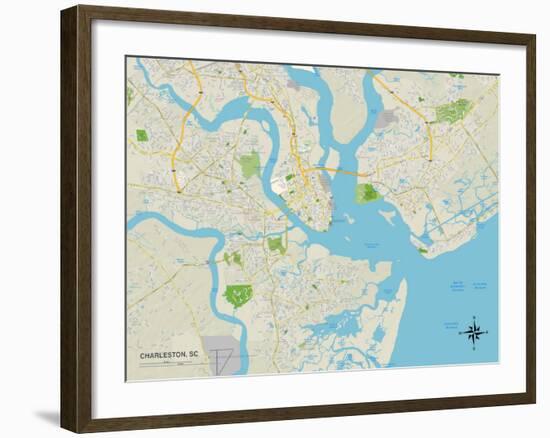 Political Map of Charleston, SC-null-Framed Art Print