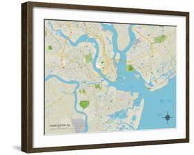 Political Map of Charleston, SC-null-Framed Art Print