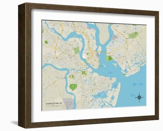 Political Map of Charleston, SC-null-Framed Art Print