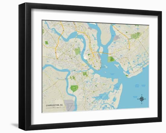 Political Map of Charleston, SC-null-Framed Art Print