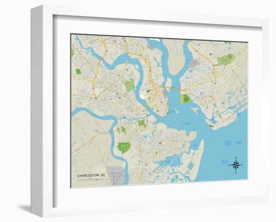 Political Map of Charleston, SC-null-Framed Art Print