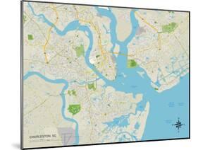 Political Map of Charleston, SC-null-Mounted Art Print