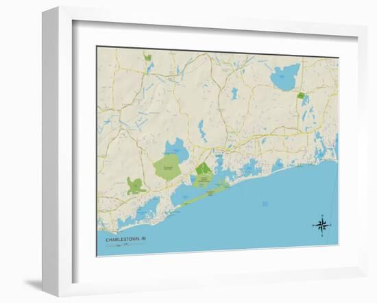 Political Map of Charlestown, RI-null-Framed Art Print