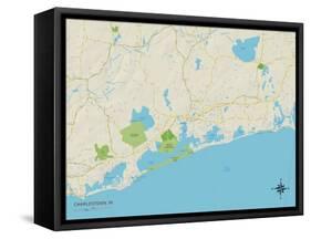 Political Map of Charlestown, RI-null-Framed Stretched Canvas