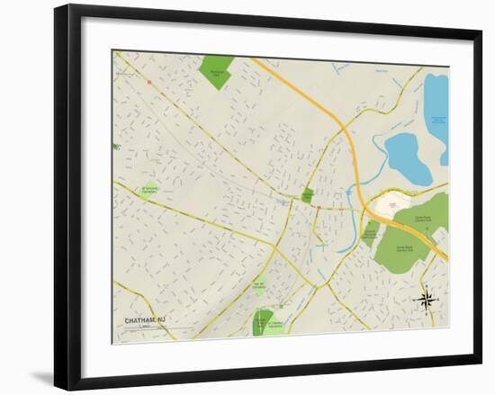 Political Map of Chatham, NJ-null-Framed Art Print