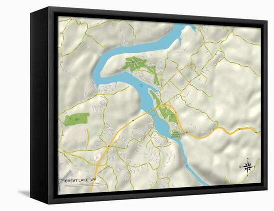 Political Map of Cheat Lake, WV-null-Framed Stretched Canvas