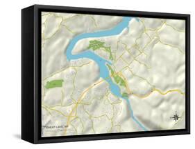 Political Map of Cheat Lake, WV-null-Framed Stretched Canvas