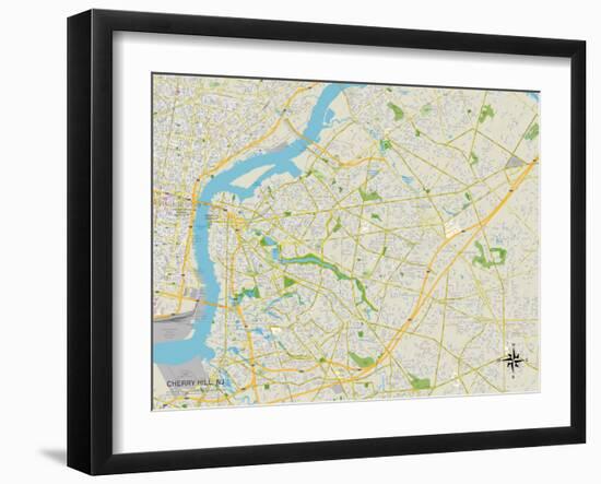 Political Map of Cherry Hill, NJ-null-Framed Art Print