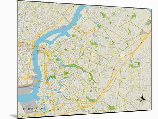 Political Map of Cherry Hill, NJ-null-Mounted Art Print