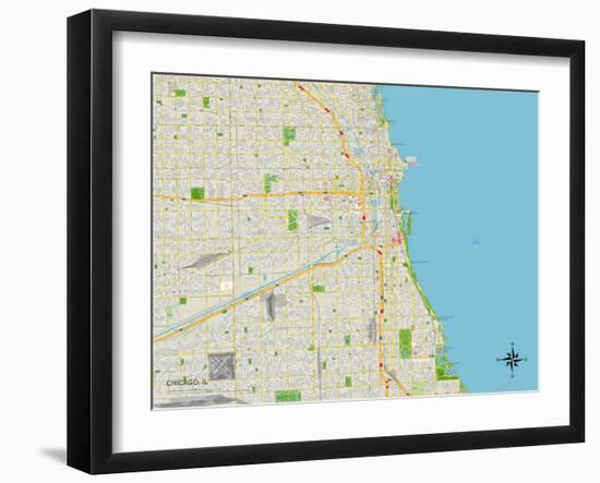 Political Map of Chicago, IL-null-Framed Art Print