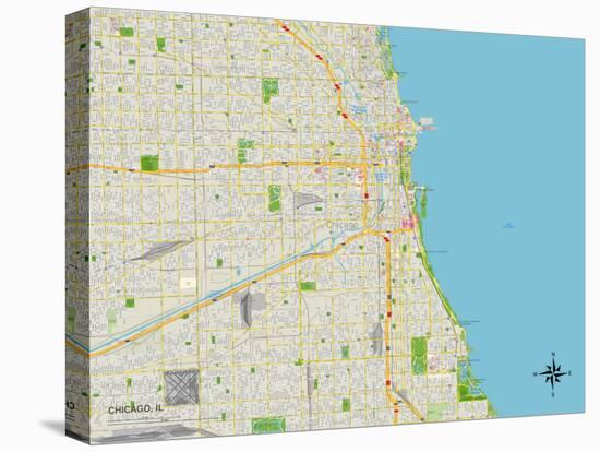 Political Map of Chicago, IL-null-Stretched Canvas