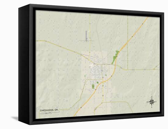 Political Map of Chickasha, OK-null-Framed Stretched Canvas