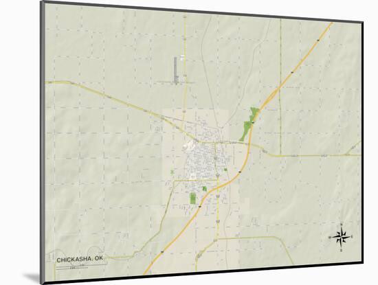 Political Map of Chickasha, OK-null-Mounted Art Print