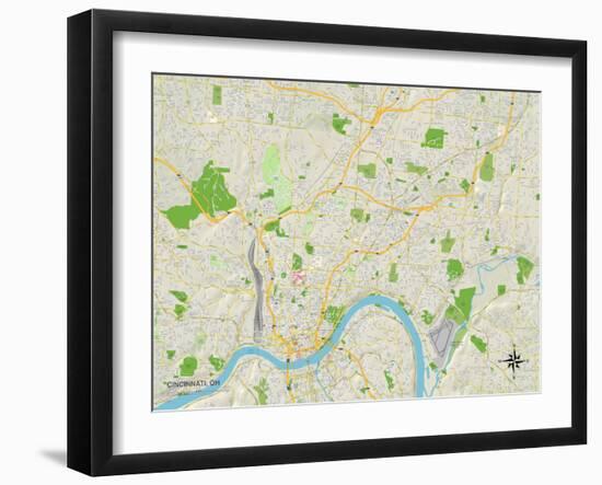 Political Map of Cincinnati, OH-null-Framed Art Print