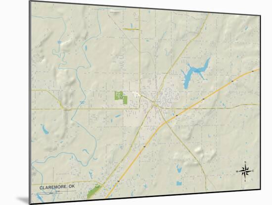 Political Map of Claremore, OK-null-Mounted Art Print
