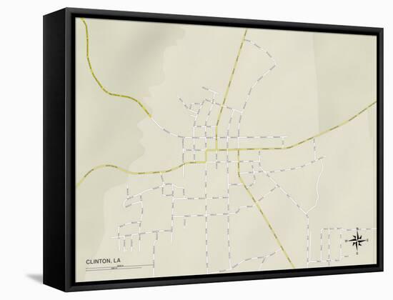 Political Map of Clinton, LA-null-Framed Stretched Canvas