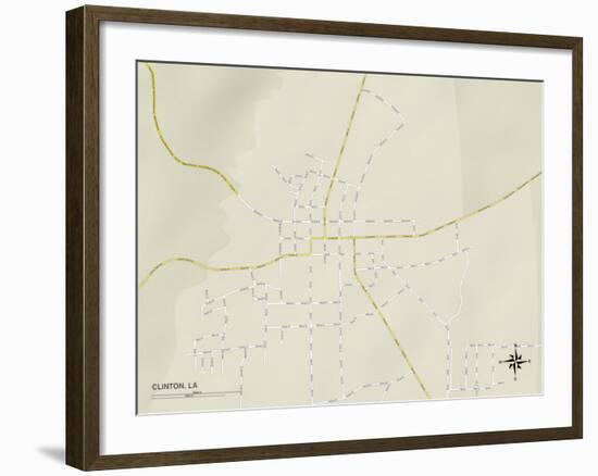 Political Map of Clinton, LA-null-Framed Art Print