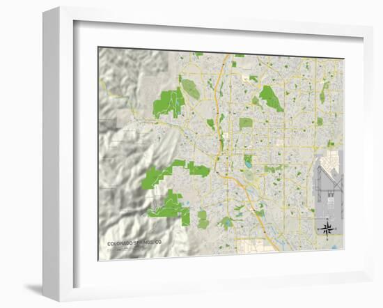 Political Map of Colorado Springs, CO-null-Framed Art Print