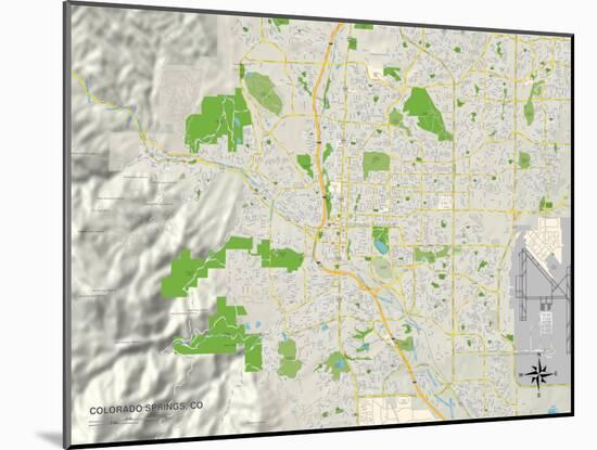 Political Map of Colorado Springs, CO-null-Mounted Art Print