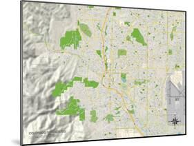 Political Map of Colorado Springs, CO-null-Mounted Art Print