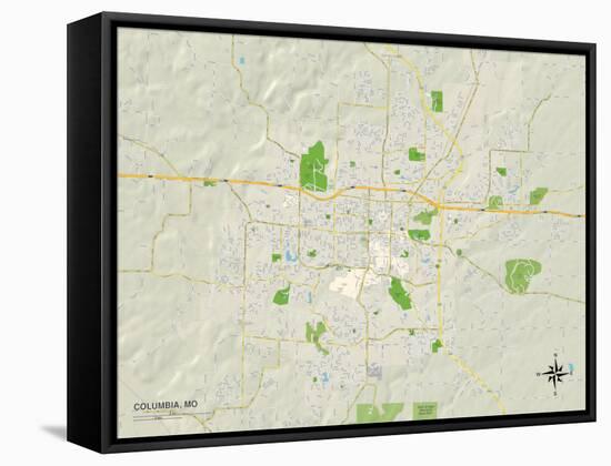 Political Map of Columbia, MO-null-Framed Stretched Canvas