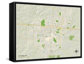 Political Map of Columbia, MO-null-Framed Stretched Canvas