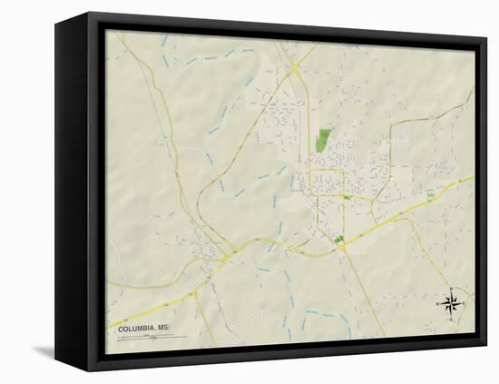 Political Map of Columbia, MS-null-Framed Stretched Canvas