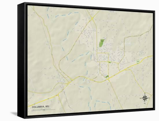 Political Map of Columbia, MS-null-Framed Stretched Canvas