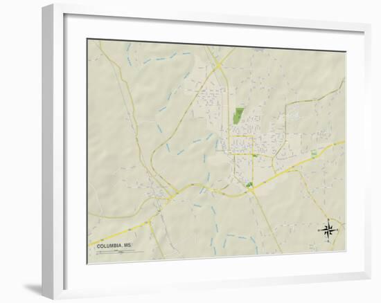 Political Map of Columbia, MS-null-Framed Art Print