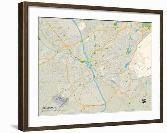 Political Map of Columbia, SC-null-Framed Art Print