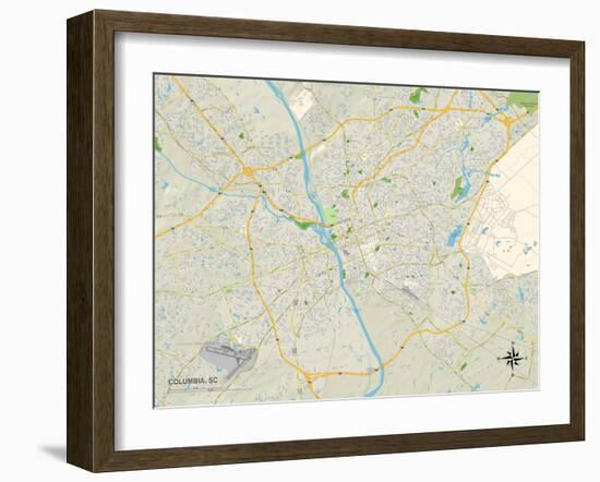 Political Map of Columbia, SC-null-Framed Art Print