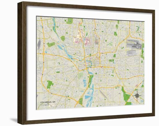 Political Map of Columbus, OH-null-Framed Art Print