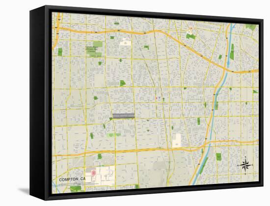 Political Map of Compton, CA-null-Framed Stretched Canvas