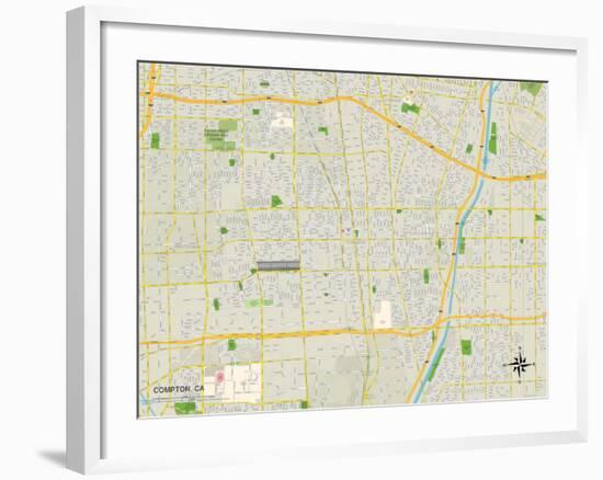 Political Map of Compton, CA-null-Framed Art Print