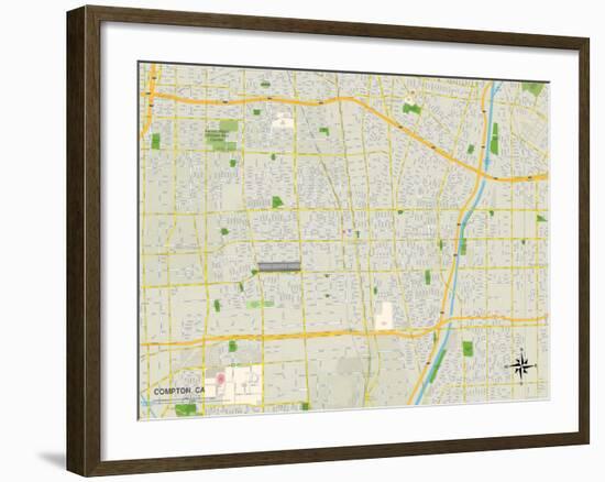 Political Map of Compton, CA-null-Framed Art Print