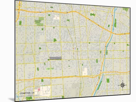 Political Map of Compton, CA-null-Mounted Art Print