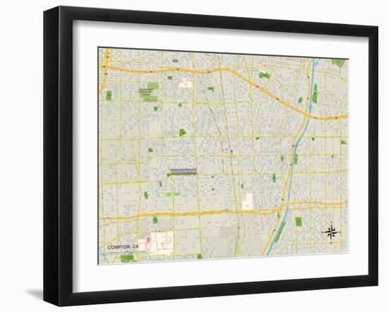 Political Map of Compton, CA-null-Framed Art Print