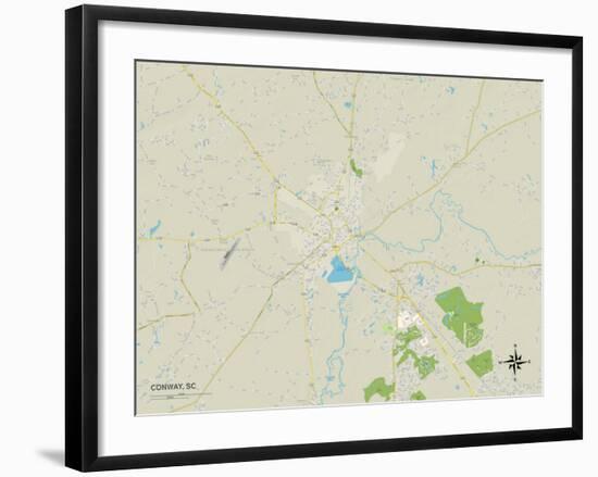 Political Map of Conway, SC-null-Framed Art Print