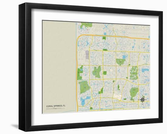 Political Map of Coral Springs, FL-null-Framed Art Print