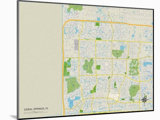 Political Map of Coral Springs, FL-null-Mounted Art Print