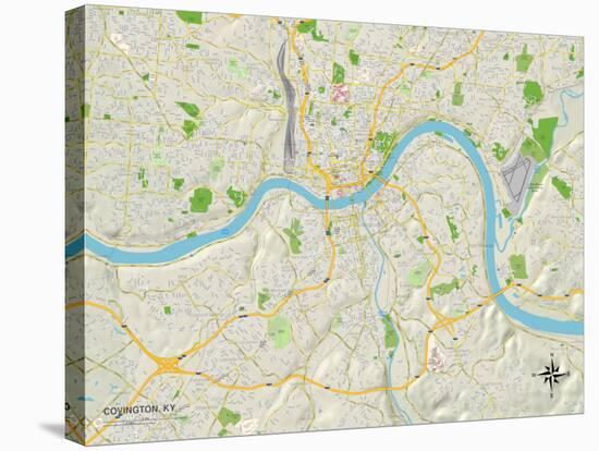 Political Map of Covington, KY-null-Stretched Canvas